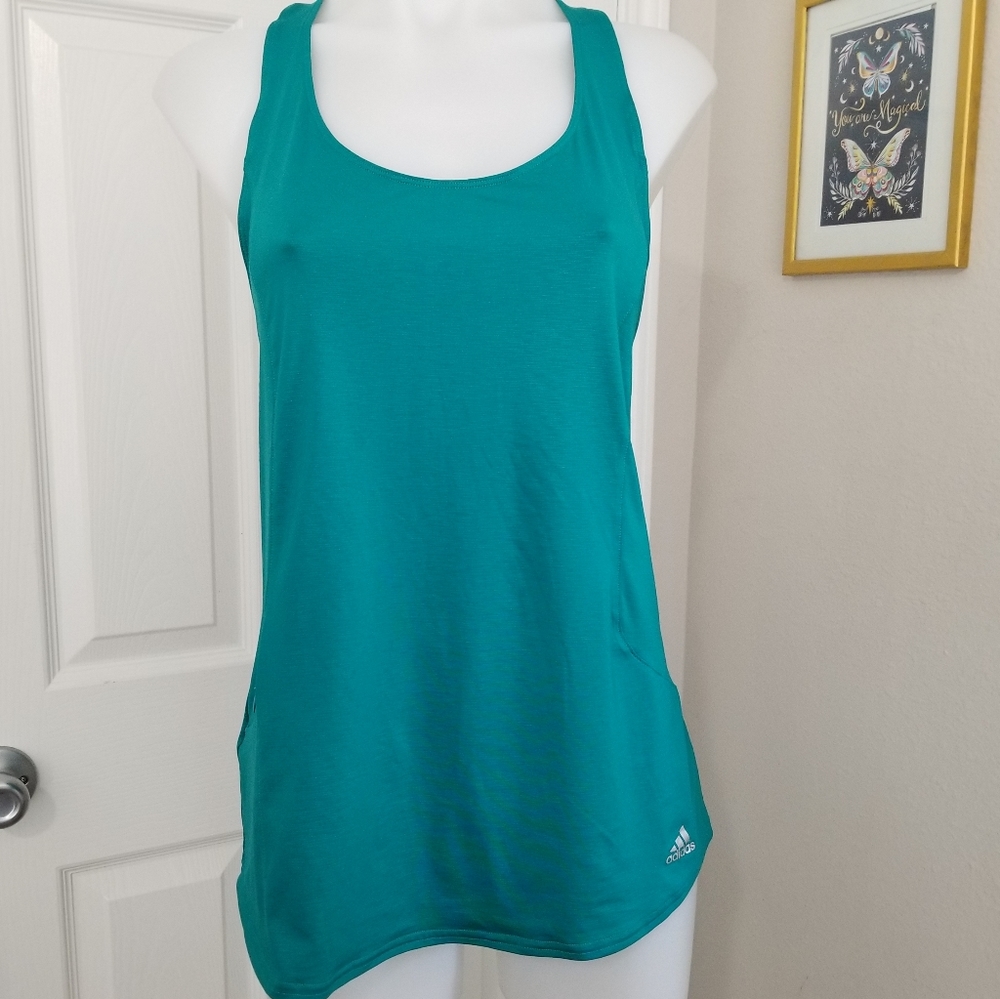 2/$28 Adidas TURQUOISE Open Back Tank Top L EUC